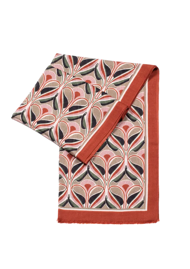 Stefano Bemer Scarves Sciarpa Lana Ruggine Geometrica 190x55