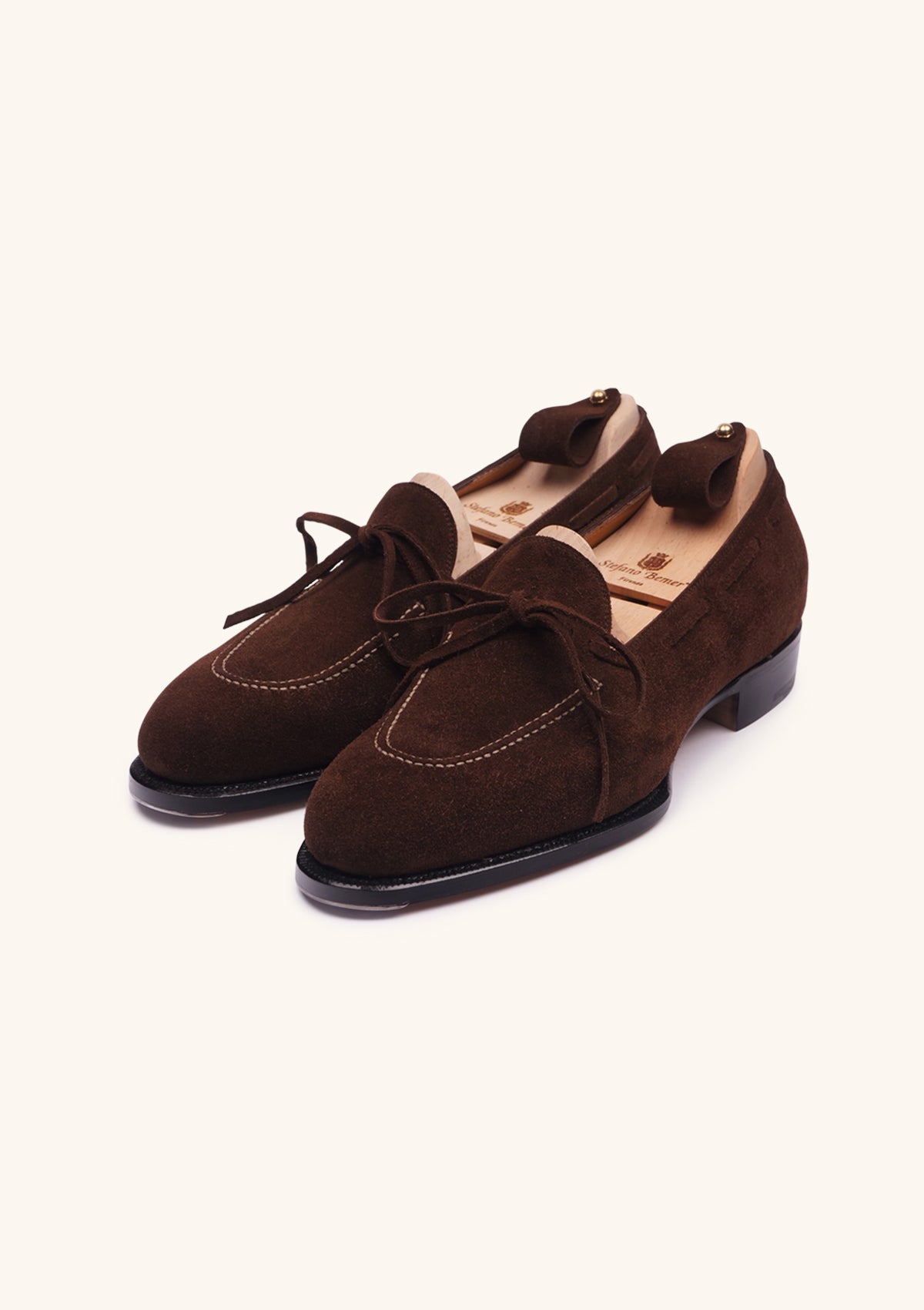 Stefano Bemer Loafers T1325 mocassini camoscio marrone fiocco
