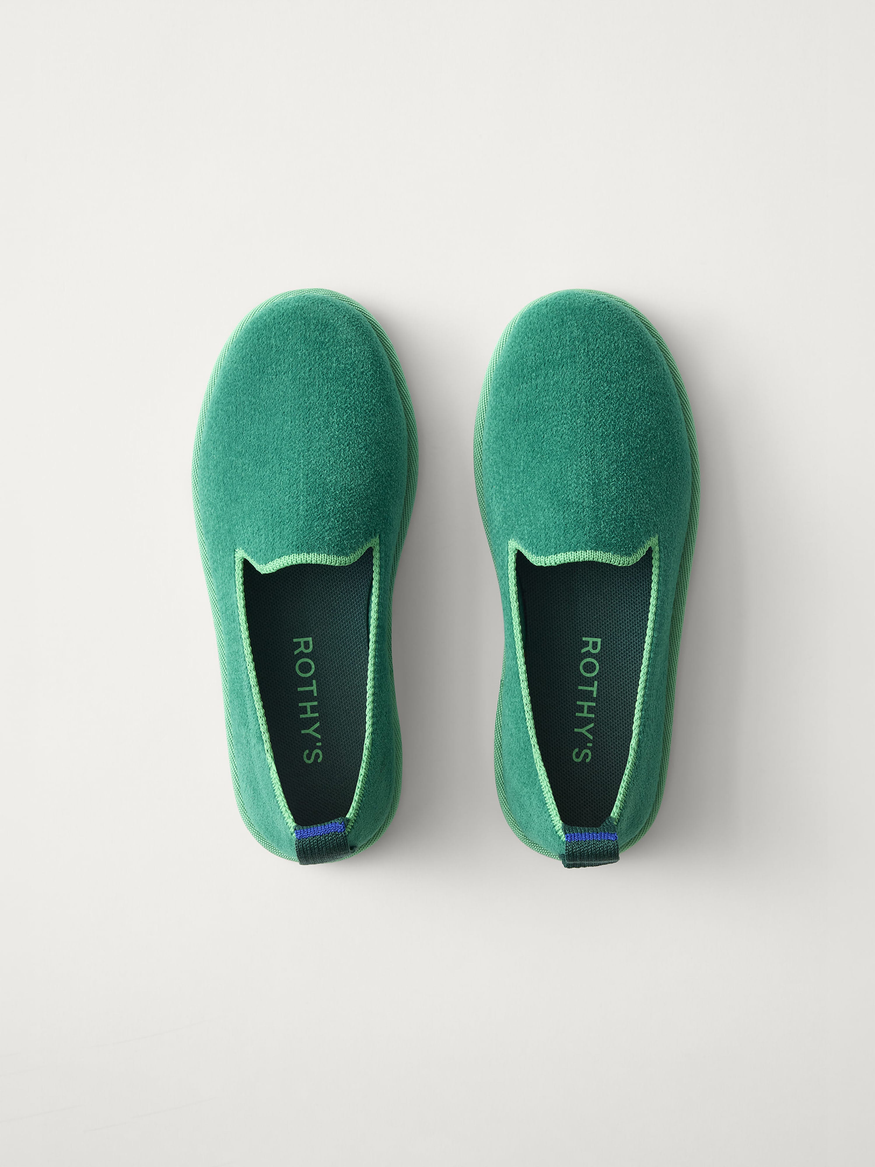 Rothy's Mini Loafer mocassini bambino verde peapod velluto