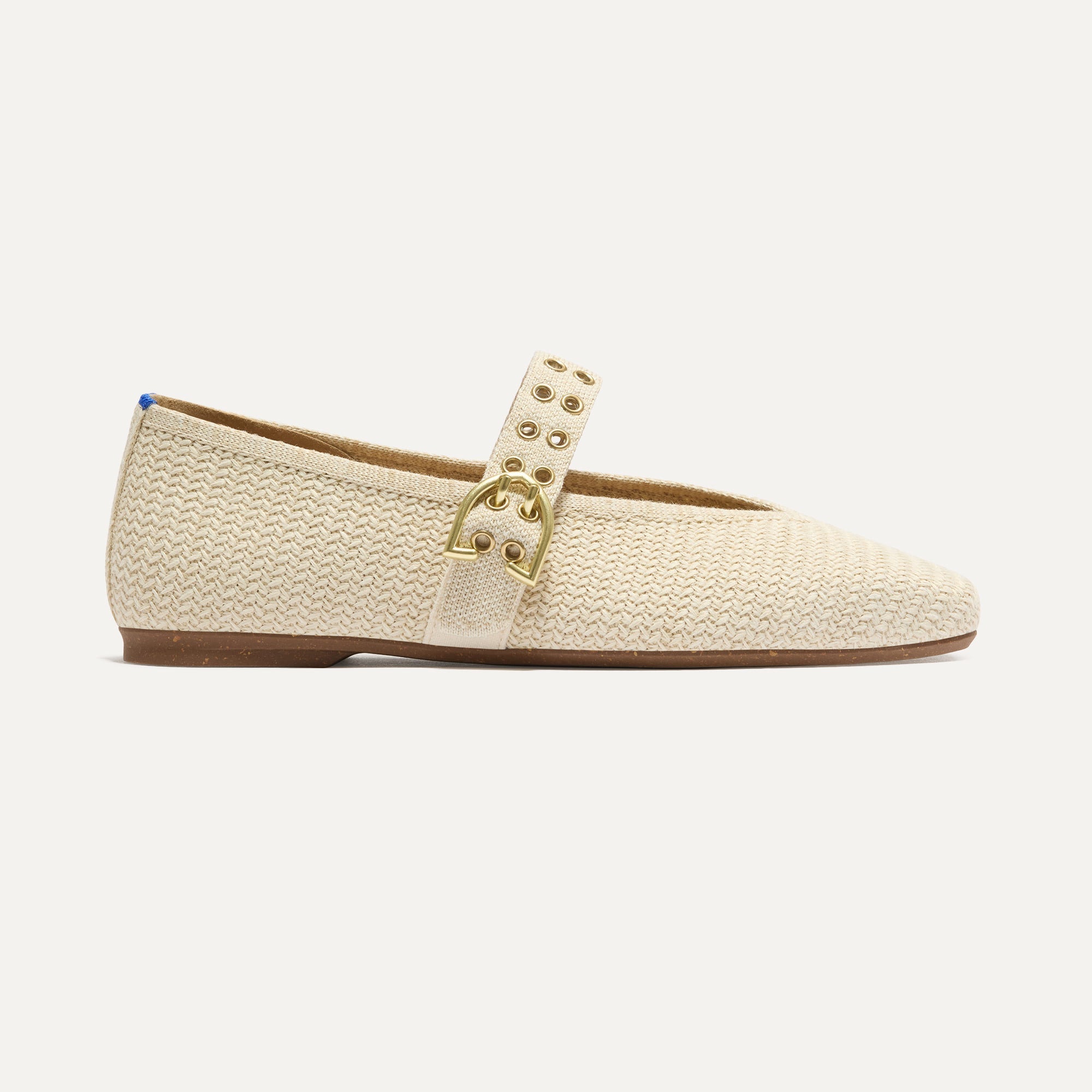 Rothy's Max Buckle Mary Jane ballerine Cream Woven intrecciate