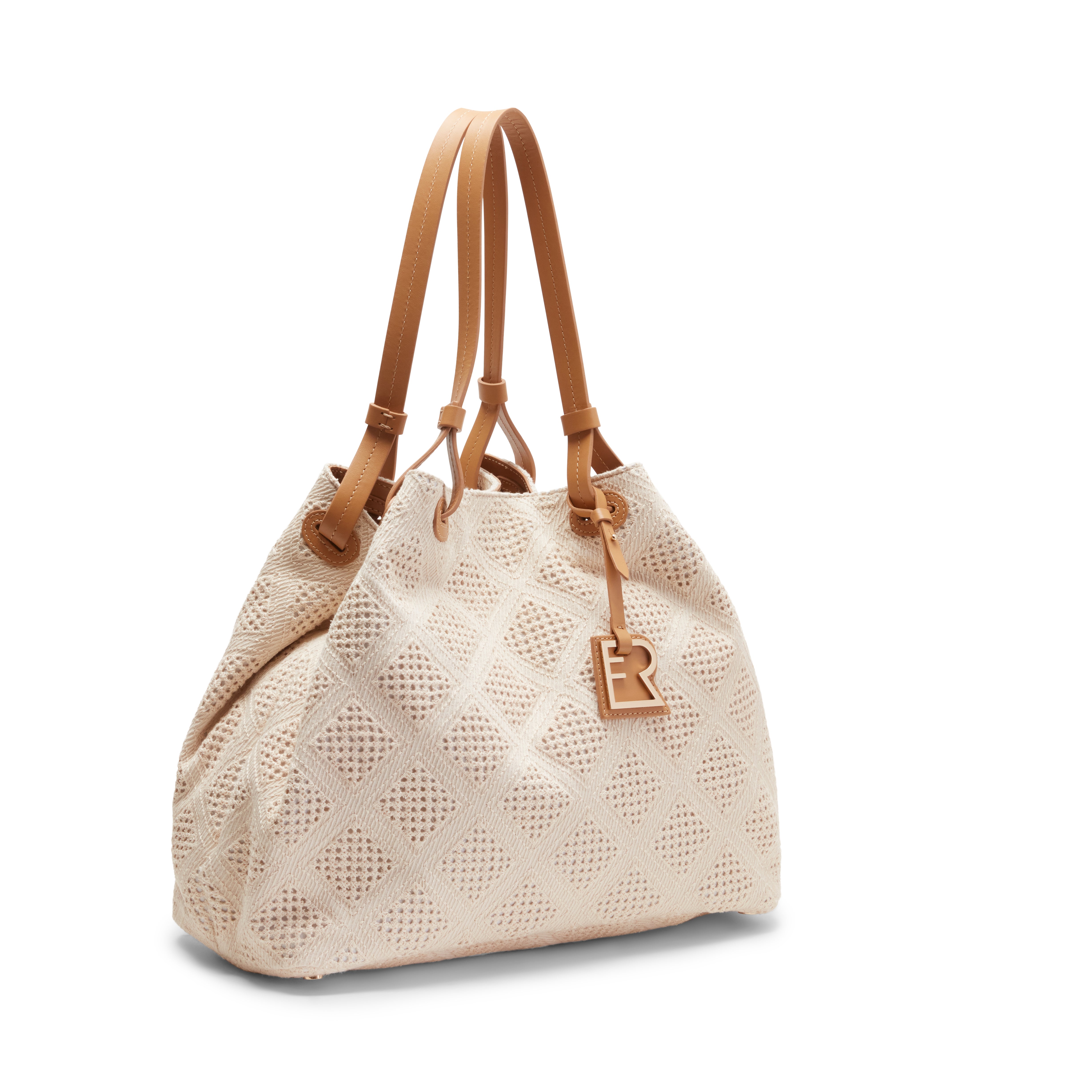F.lli Rossetti Royal Tote Bag Avorio in Lino e Pelle