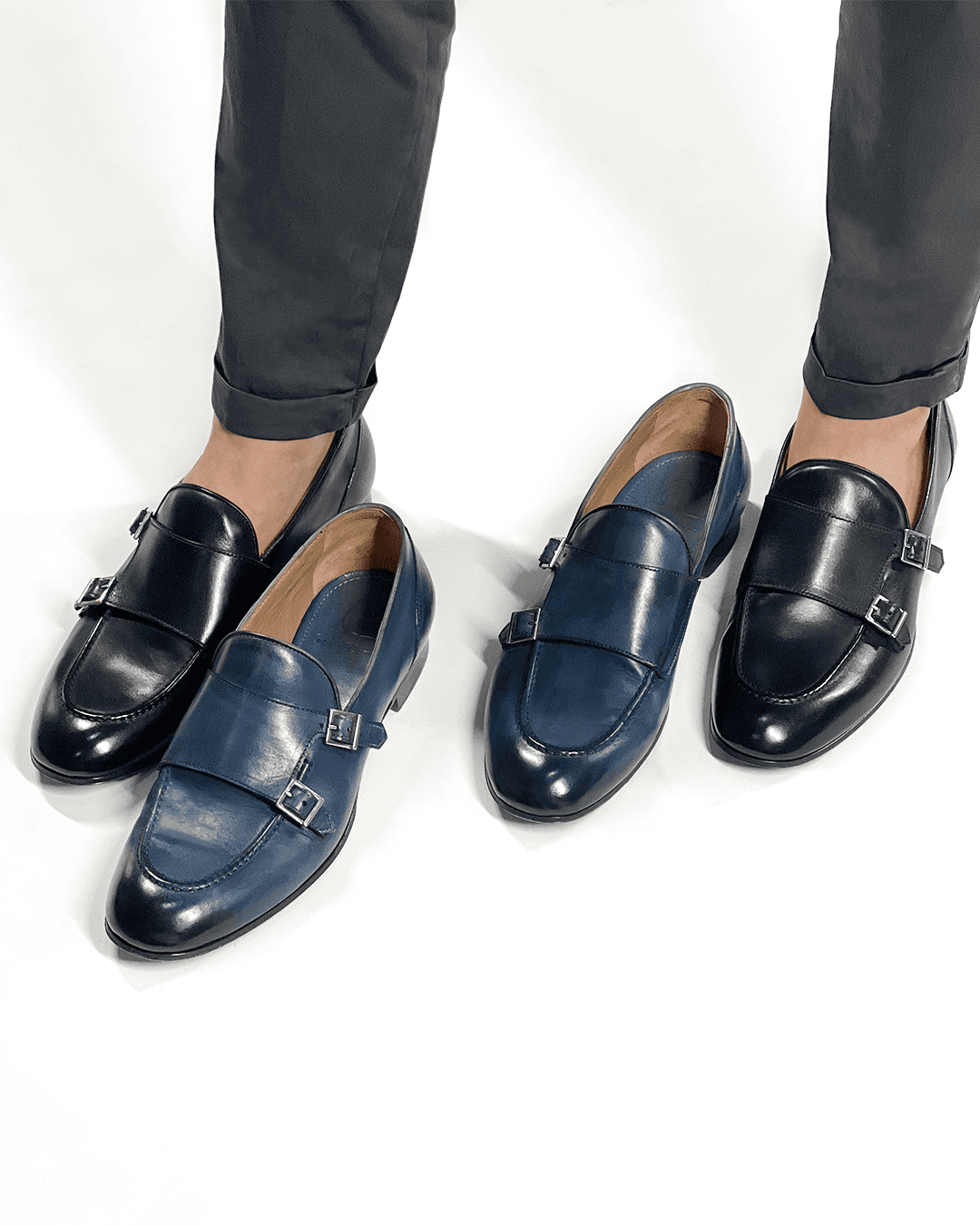 Dellovo Marechiaro Monk Strap Uomo Azzurro Fibbia