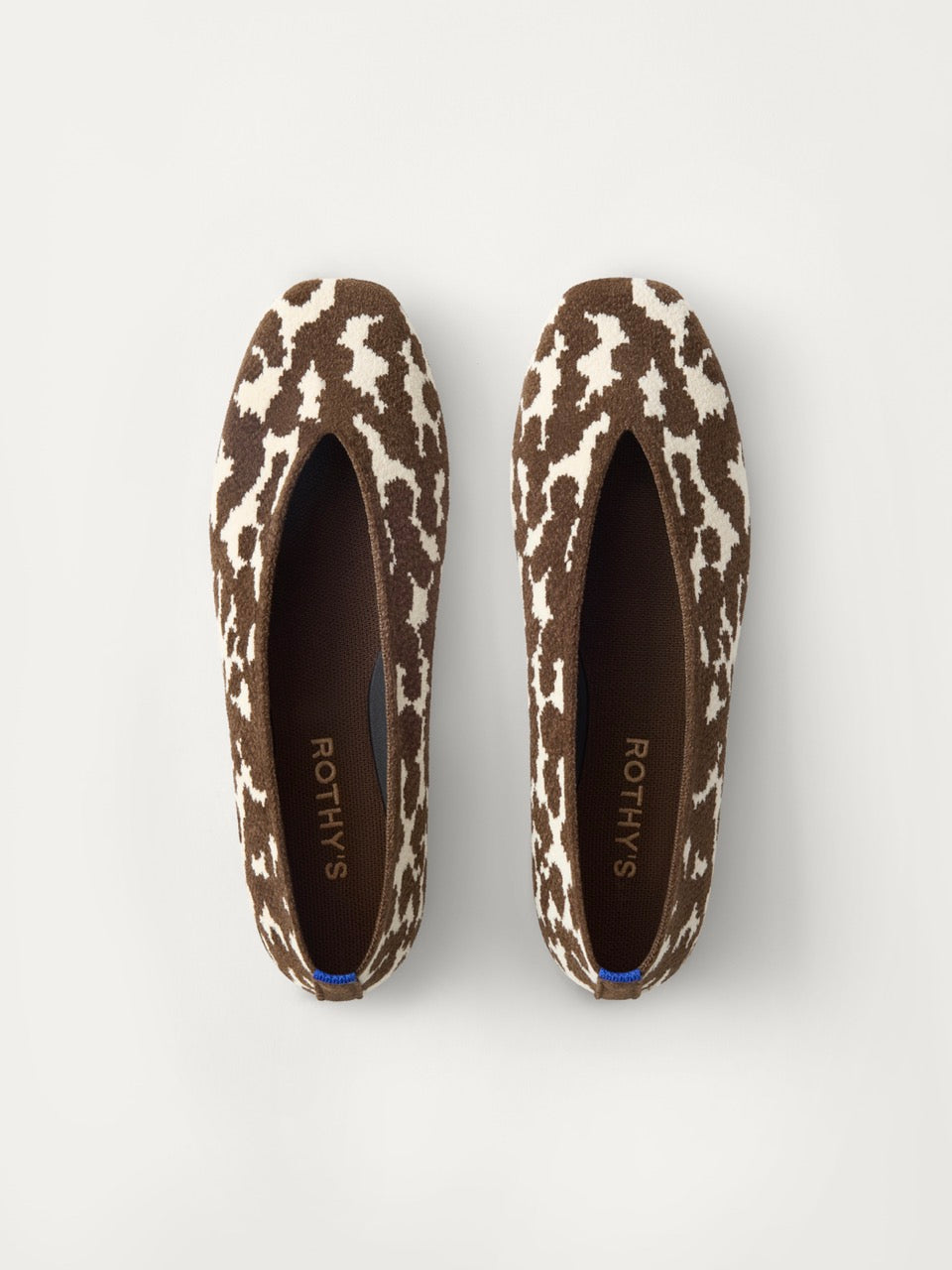 Rothy's The Max Square Ballerina ballerine dark rodeo cow print