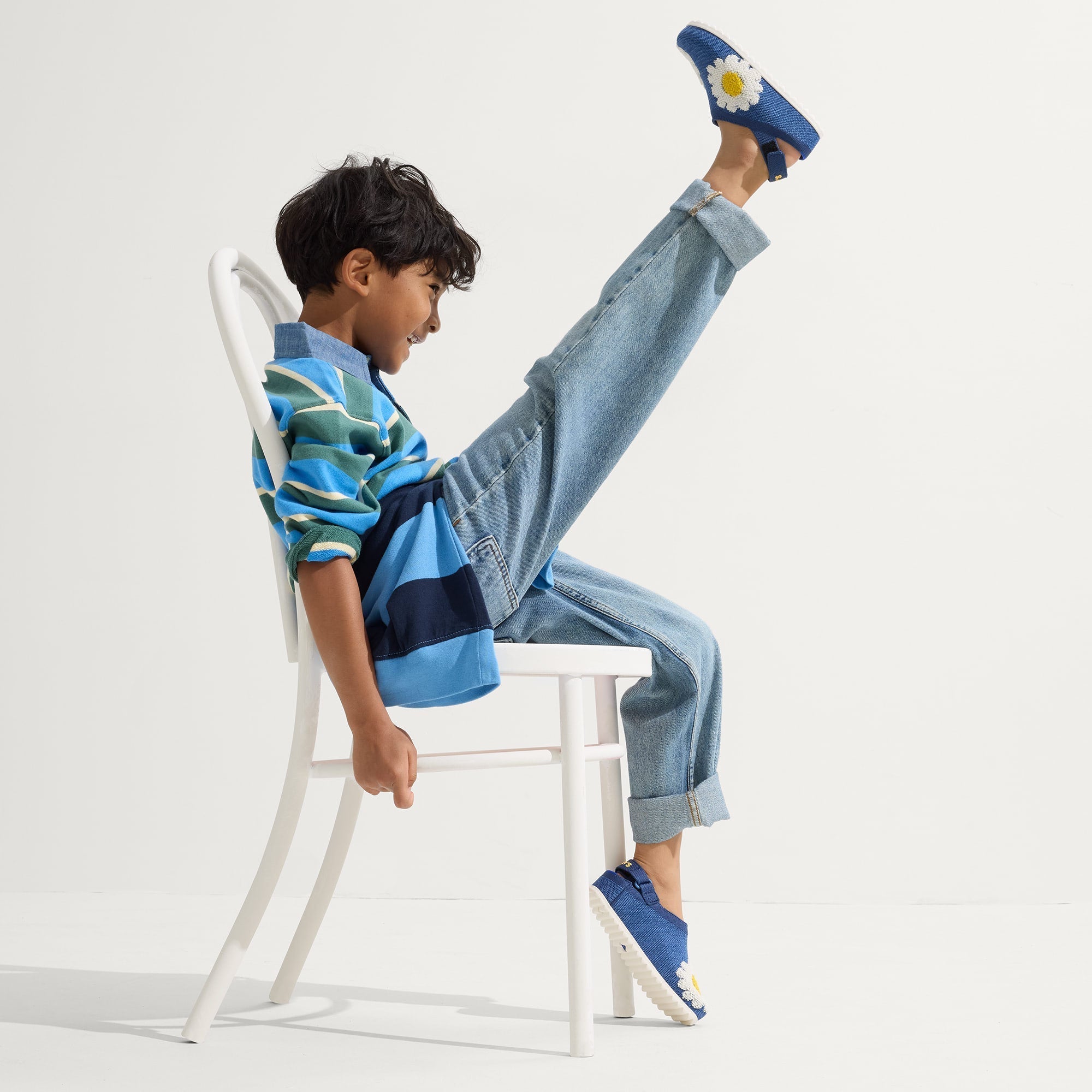 Rothy's The Kids Clog zoccoli bimbo Indigo Daisy blu fiori