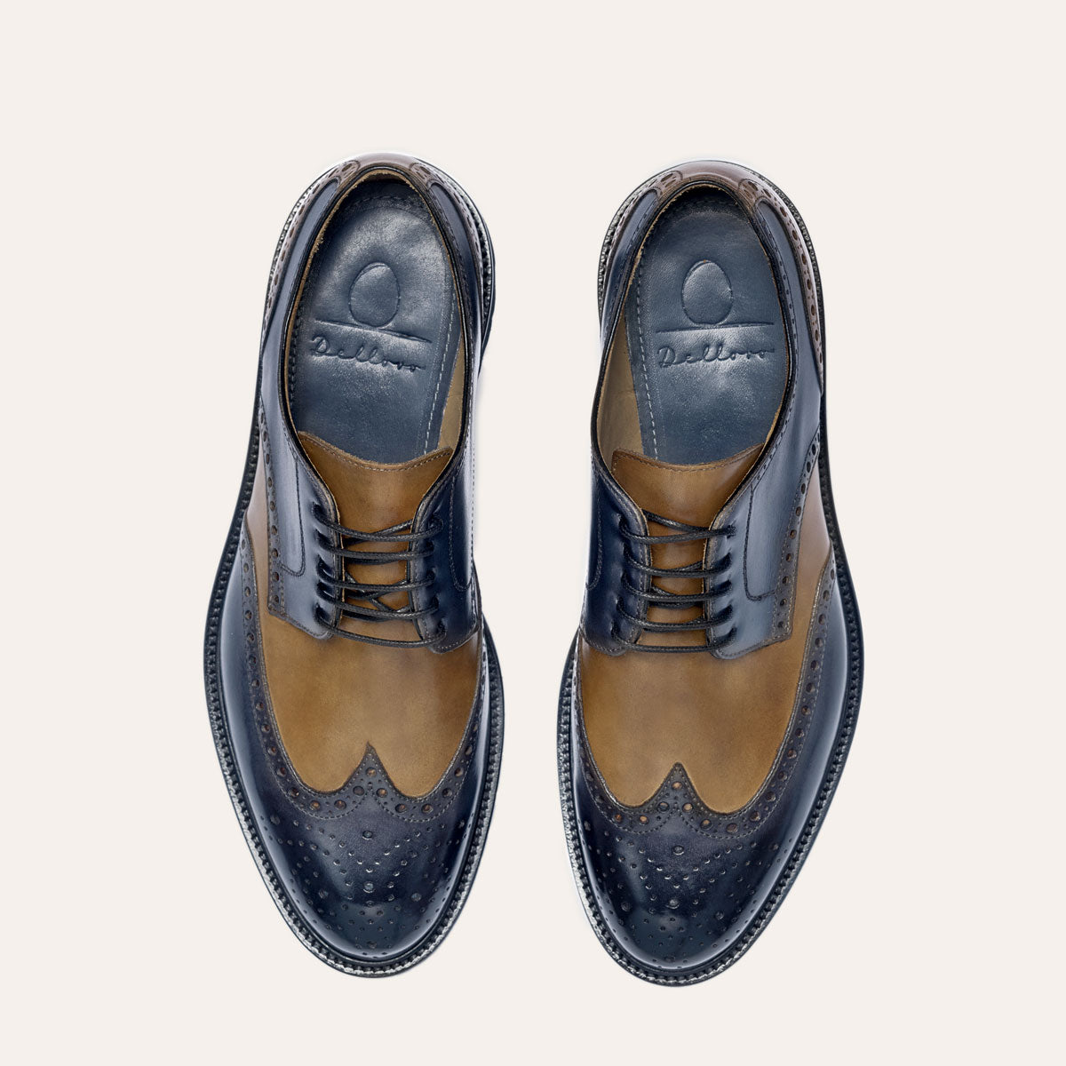 Dellovo Sellito Derby Uomo bordeaux-nero brogue bicolore