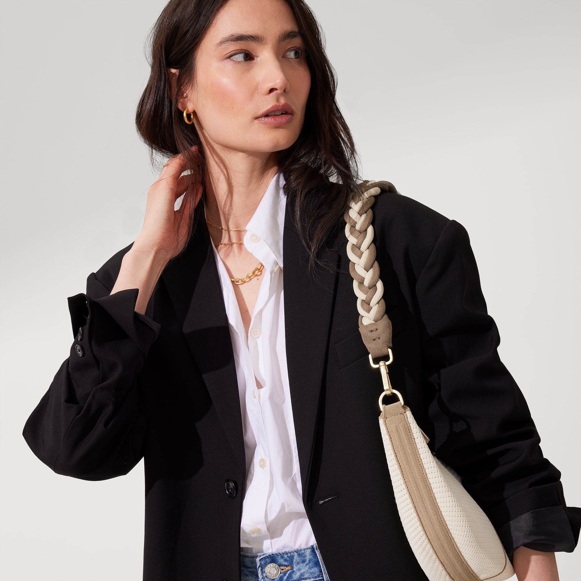 Rothy's The Shoulder Strap tracolla Cream Cocoa Braid beige