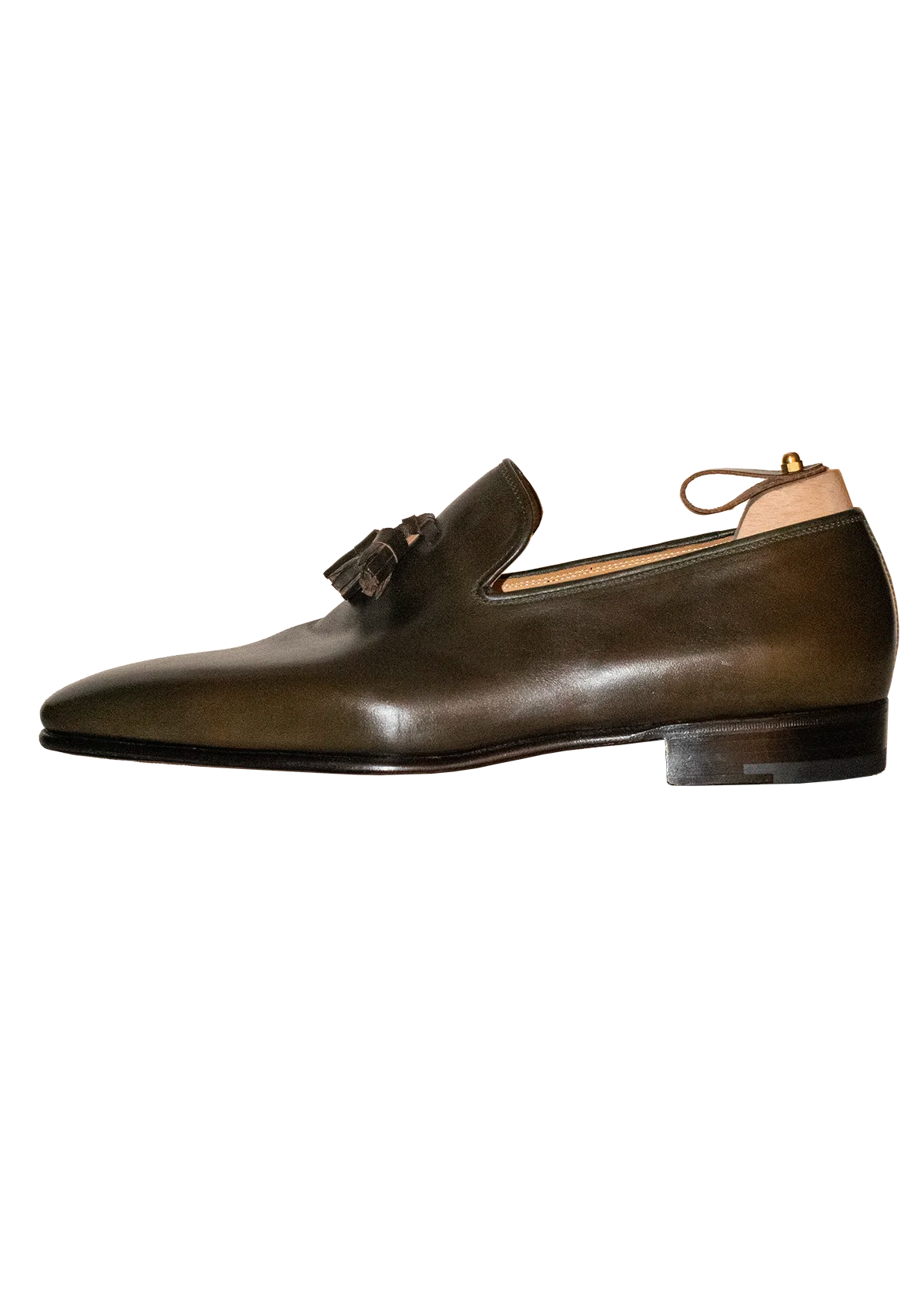 Stefano Bemer C1216 mocassini nappine verde oliva pelle