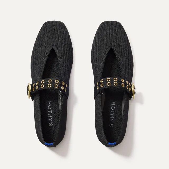 Rothy's Flats The Max Buckle Mary Jane ballerine Black punta quadra