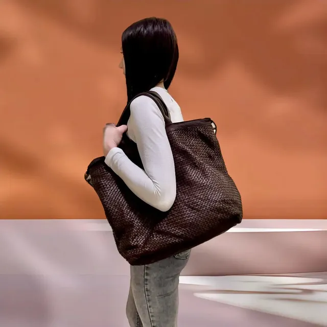 Sandro Barbera Baay69 borsa intreccio moro pelle 35x36x18