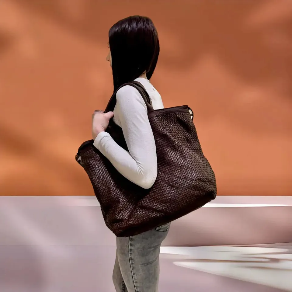 Sandro Barbera Baay69 borsa intreccio moro pelle 35x36x18