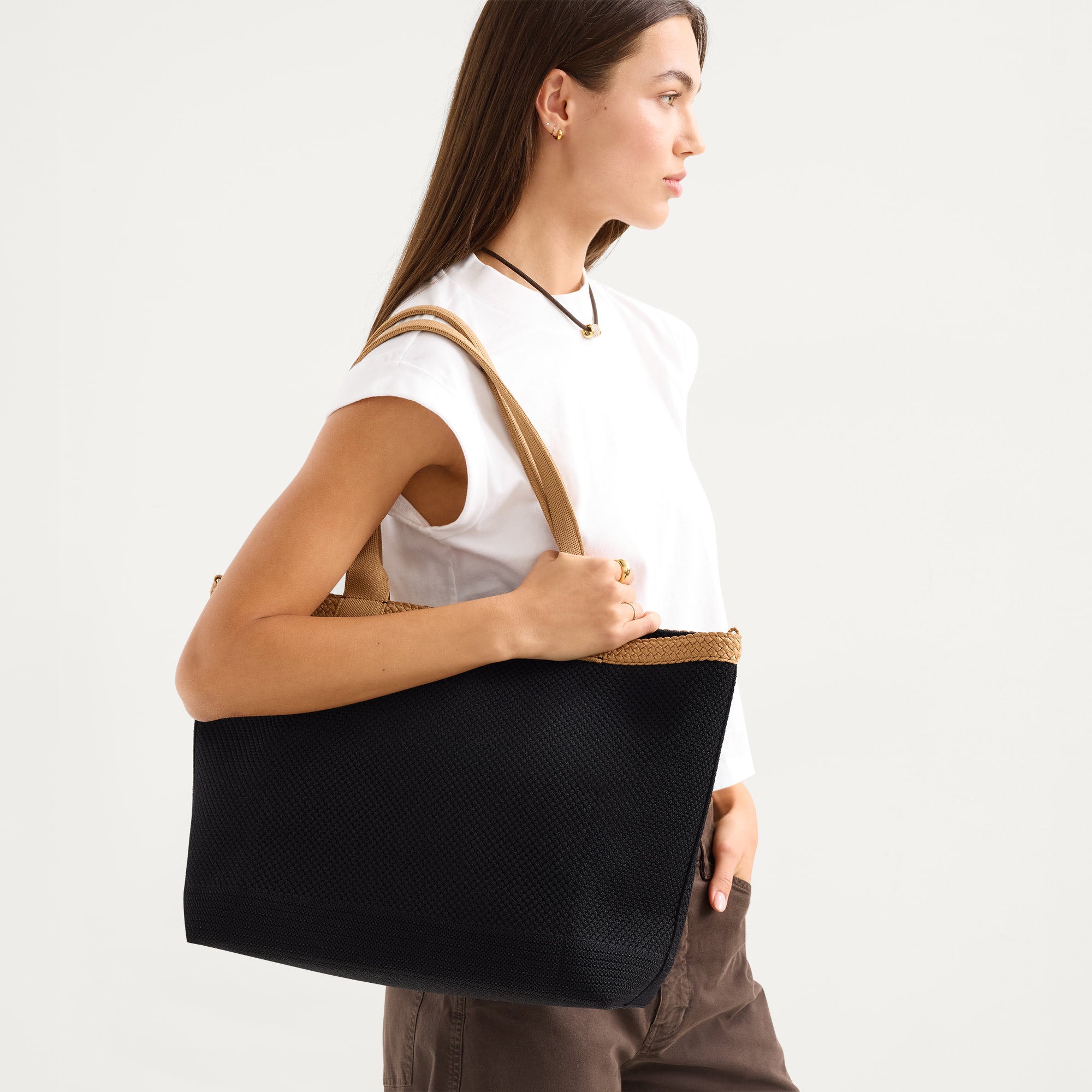 Rothy's The Lightweight Zip Tote borsa tote Black Espresso leggera