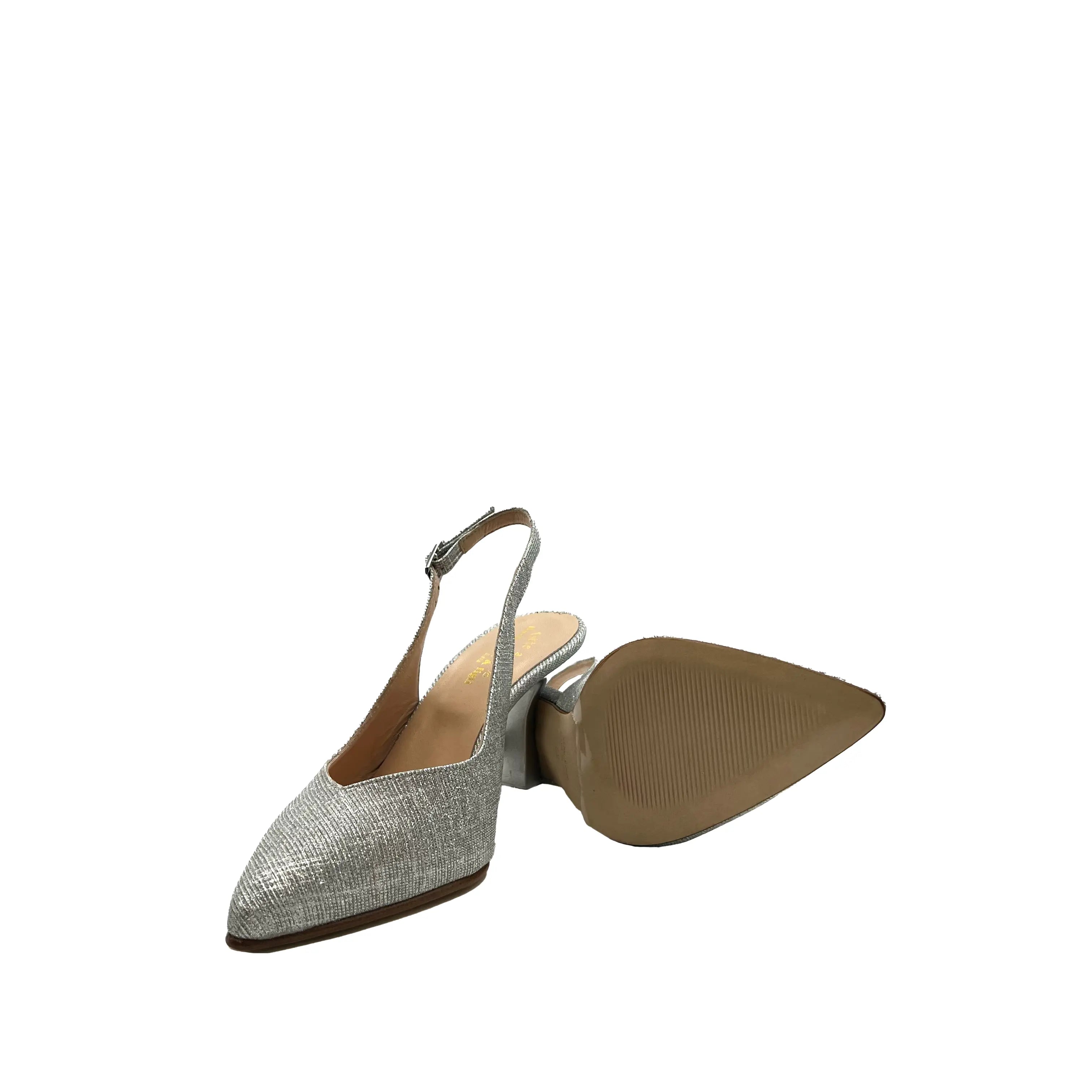 Sandro Barbera 704 Sandalo Chanel Silver Tacco 75 Pelle