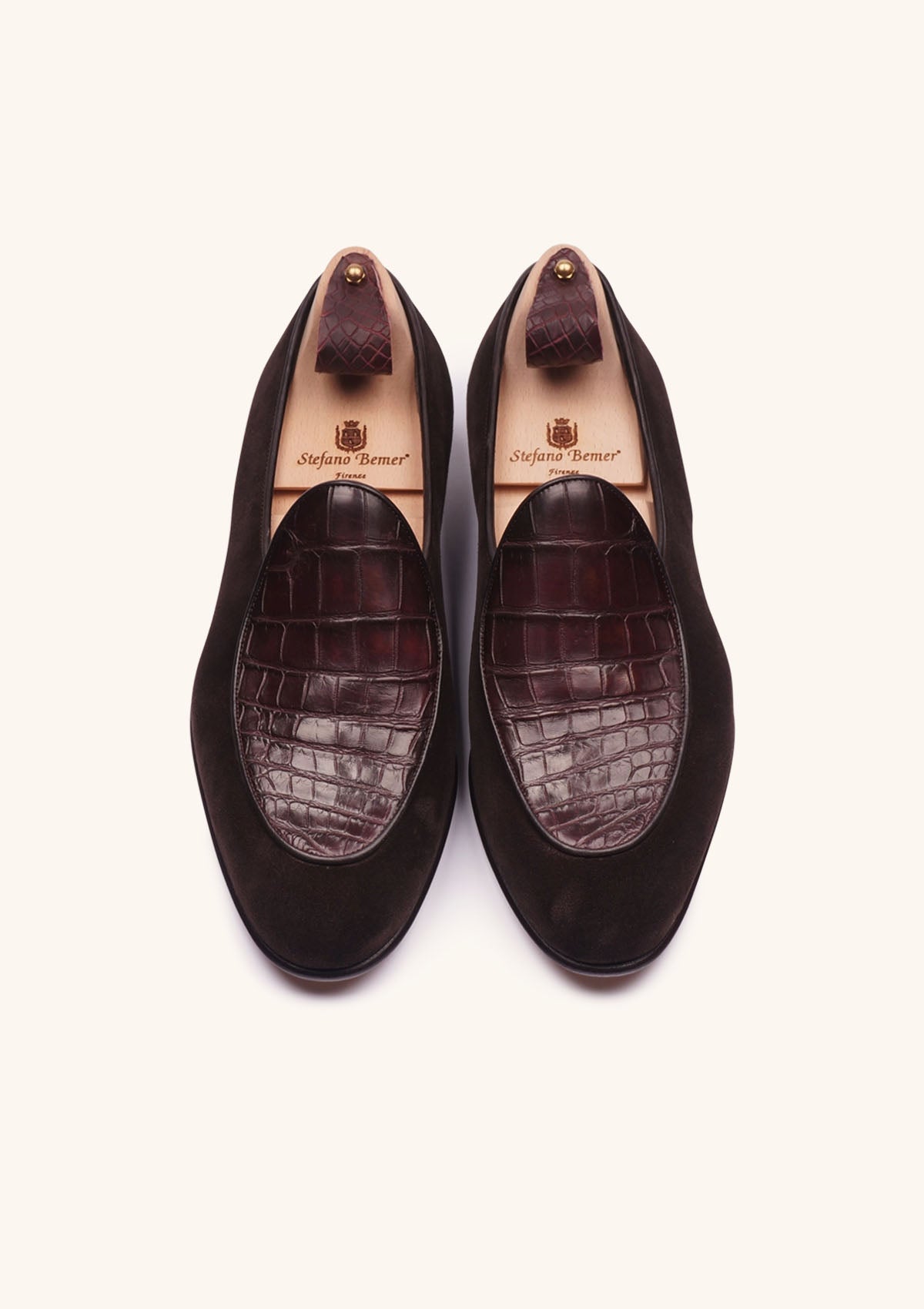 Stefano Bemer Loafers Mocassini Uomo Alligatore Marrone C1410