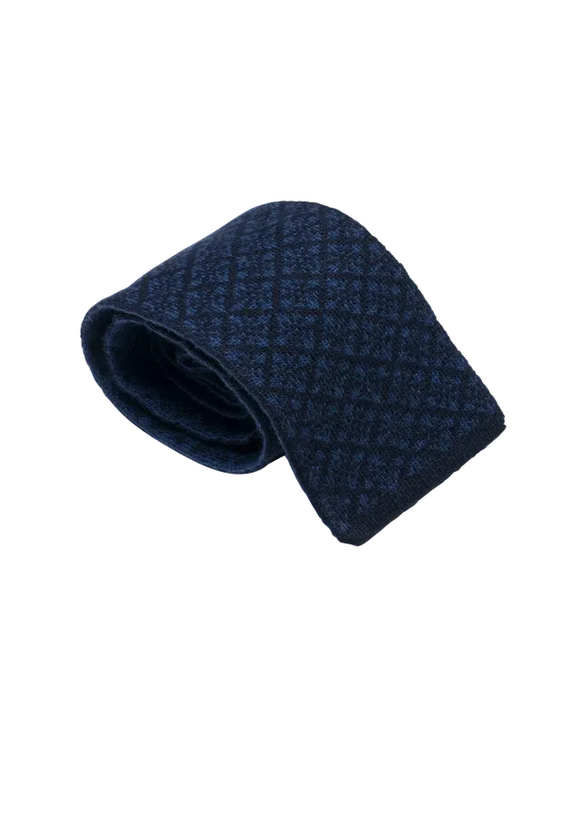 Stefano Bemer Ties Pattern 5 cravatta blu lana maglia 8 cm