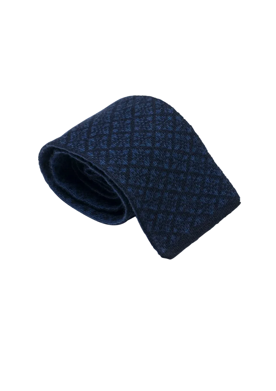 Stefano Bemer Ties Pattern 5 cravatta blu lana maglia 8 cm