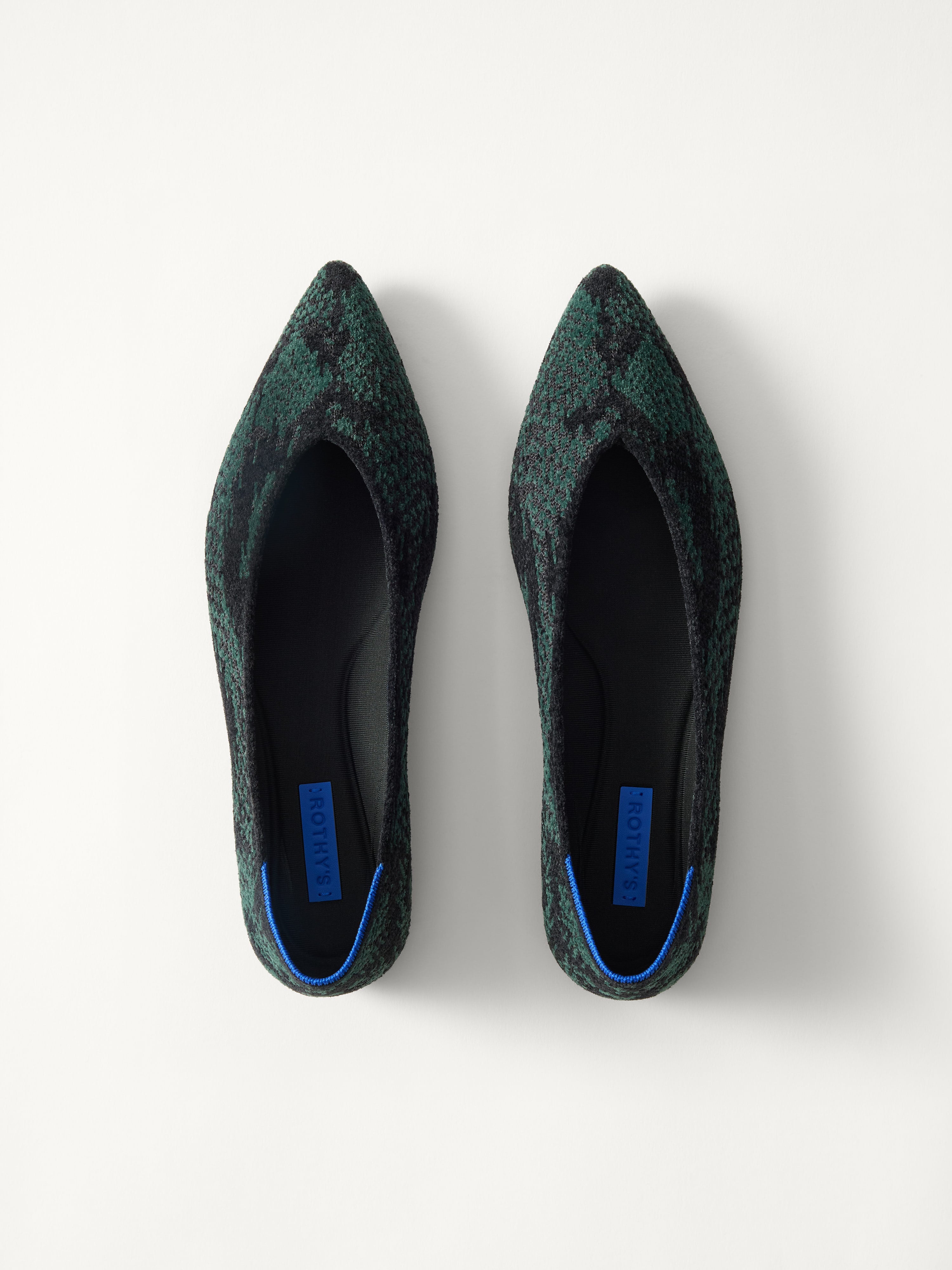 Rothy's The Point III ballerine verdi pitonate Evergreen Python