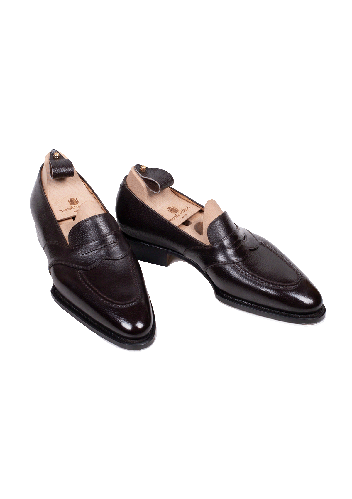 Stefano Bemer Loafers T1552 mocassini penny marrone hatchgrain