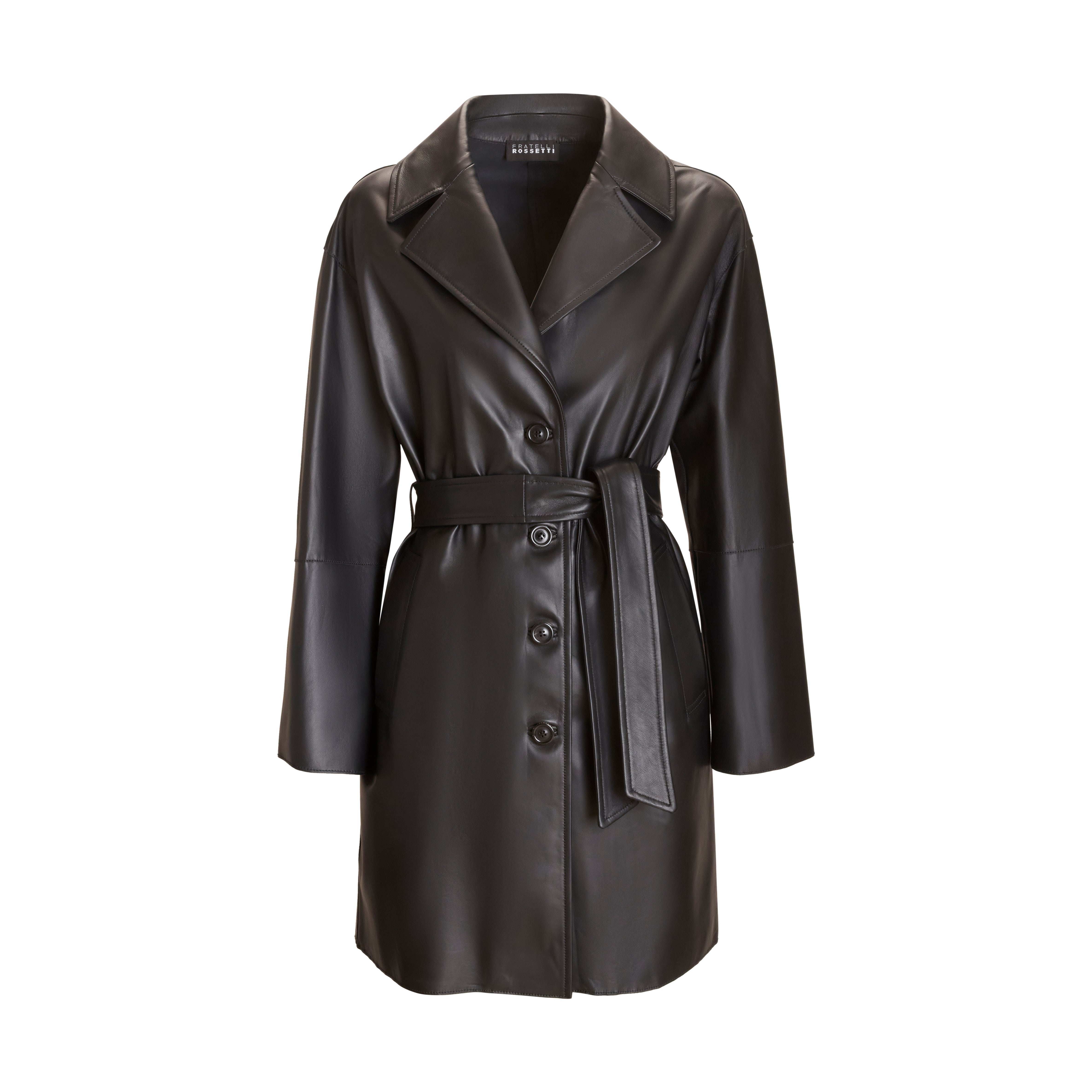 F.lli Rossetti 98402 Cappotto Donna Nera Nappa con Cintura