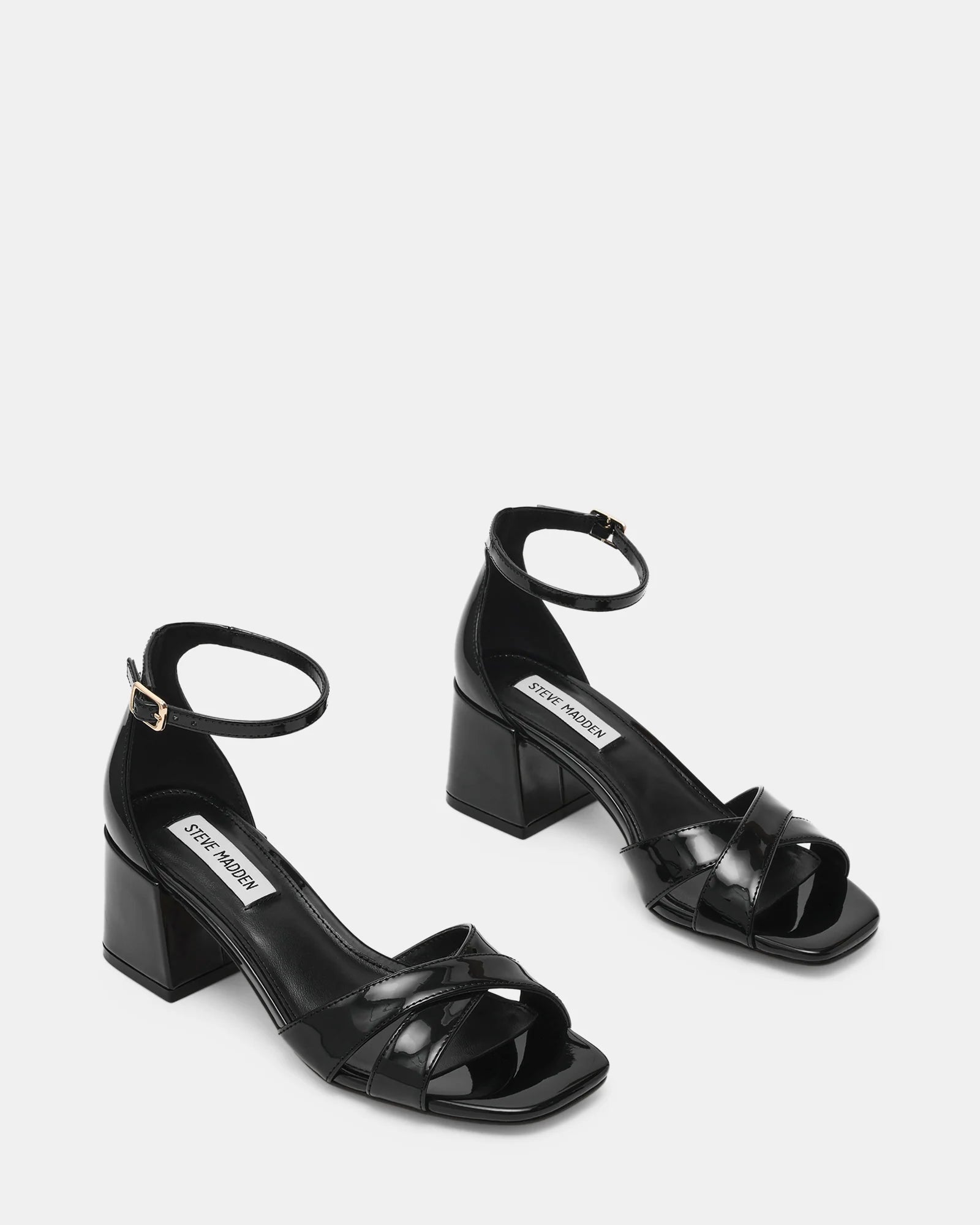 Linea Elle Fergie sandalo donna nero vernice tacco 5,5 cm