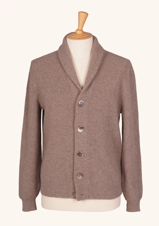 Stefano Bemer Knitwear cardigan cashmere tortora 50 Loro Piana