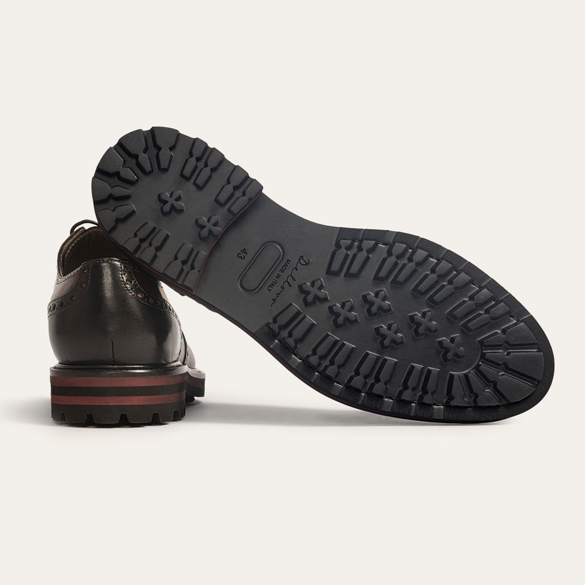 Dellovo Sellito Derby Uomo bordeaux-nero brogue bicolore
