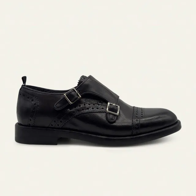 Dellovo Laceno monk strap bufalo Piombo