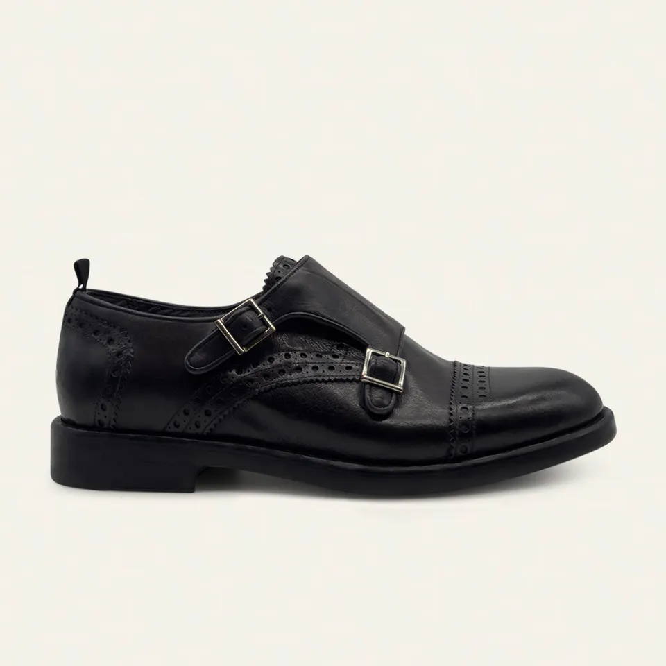 Dellovo Laceno monk strap bufalo Piombo