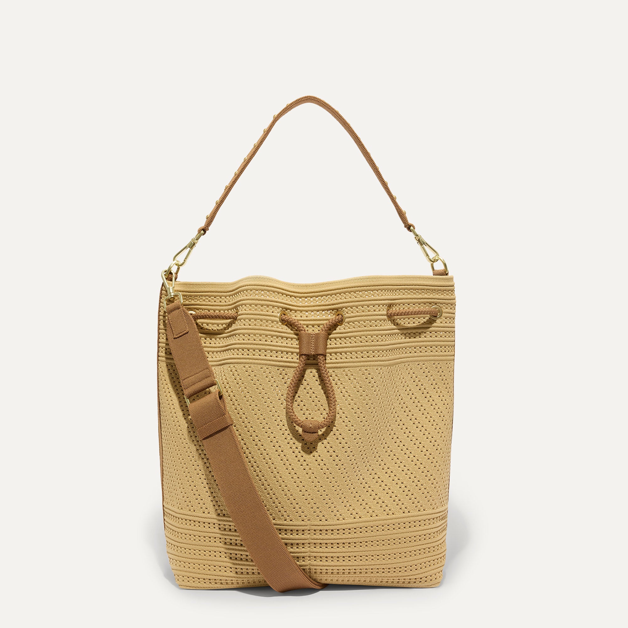 Rothy's Cinch Bucket Bag secchiello Brown Butter crochet
