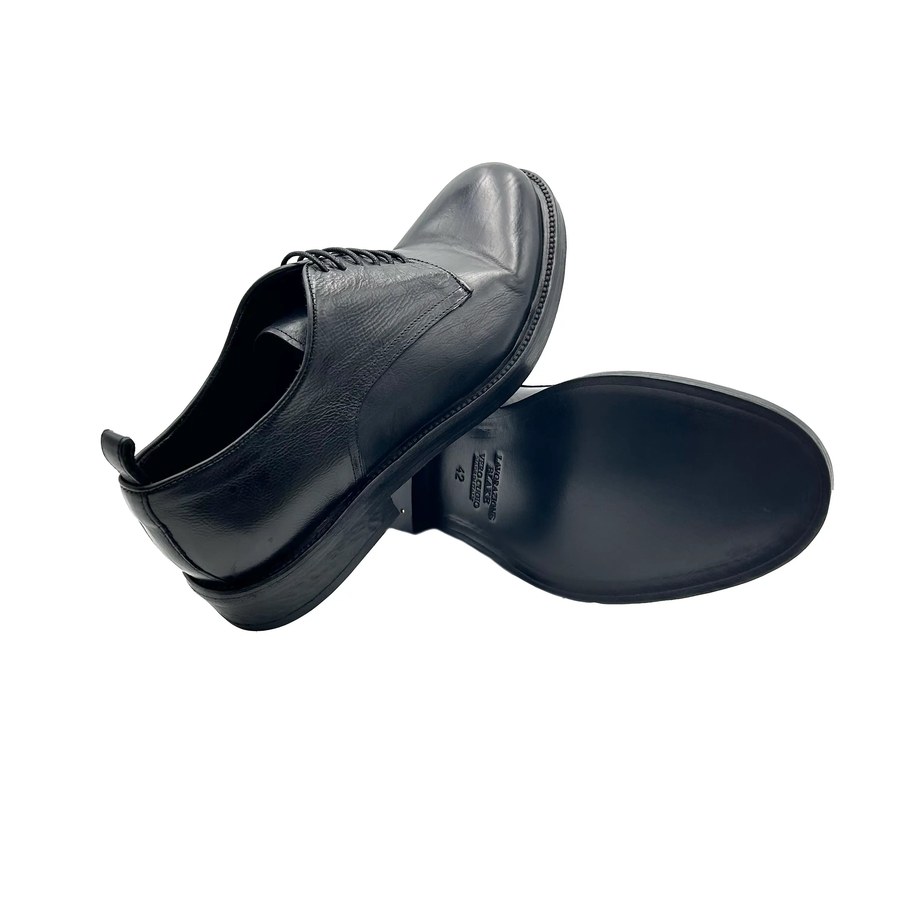 Sandro Barbera Stone Wax 34228 derby uomo nero pelle suola cuoio