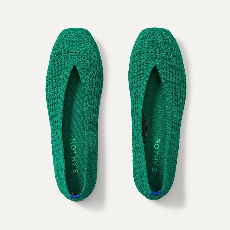 Rothy's The Max Square Ballerina ballerine clover mesh verde