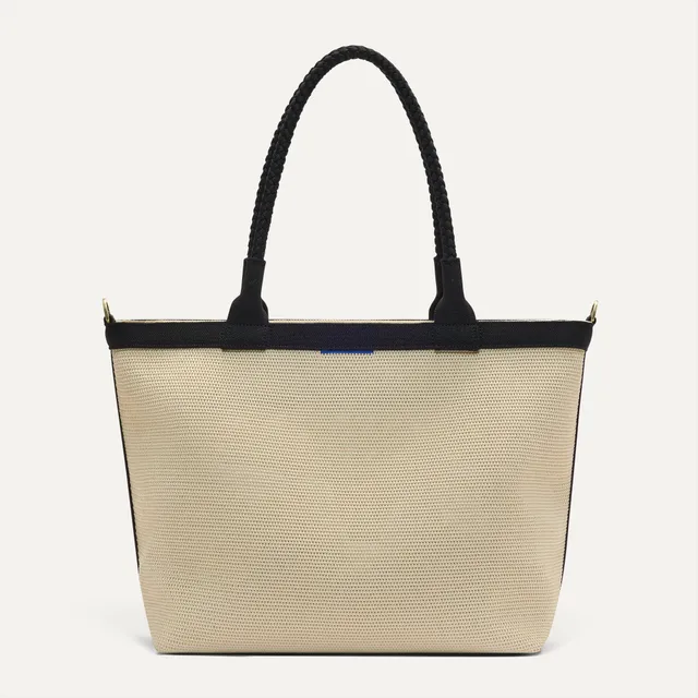 Rothy's Tote Bags The Lightweight Zip Tote borsa Black White Raffia
