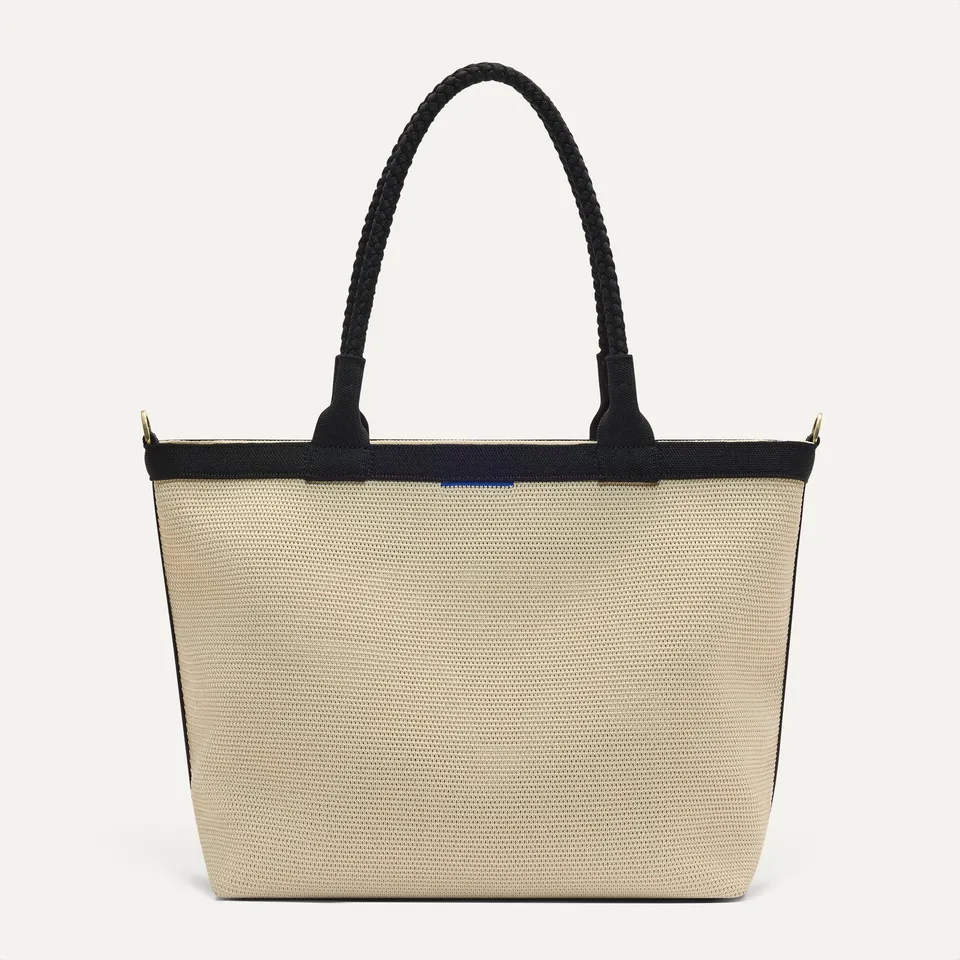 Rothy's Tote Bags The Lightweight Zip Tote borsa Black White Raffia