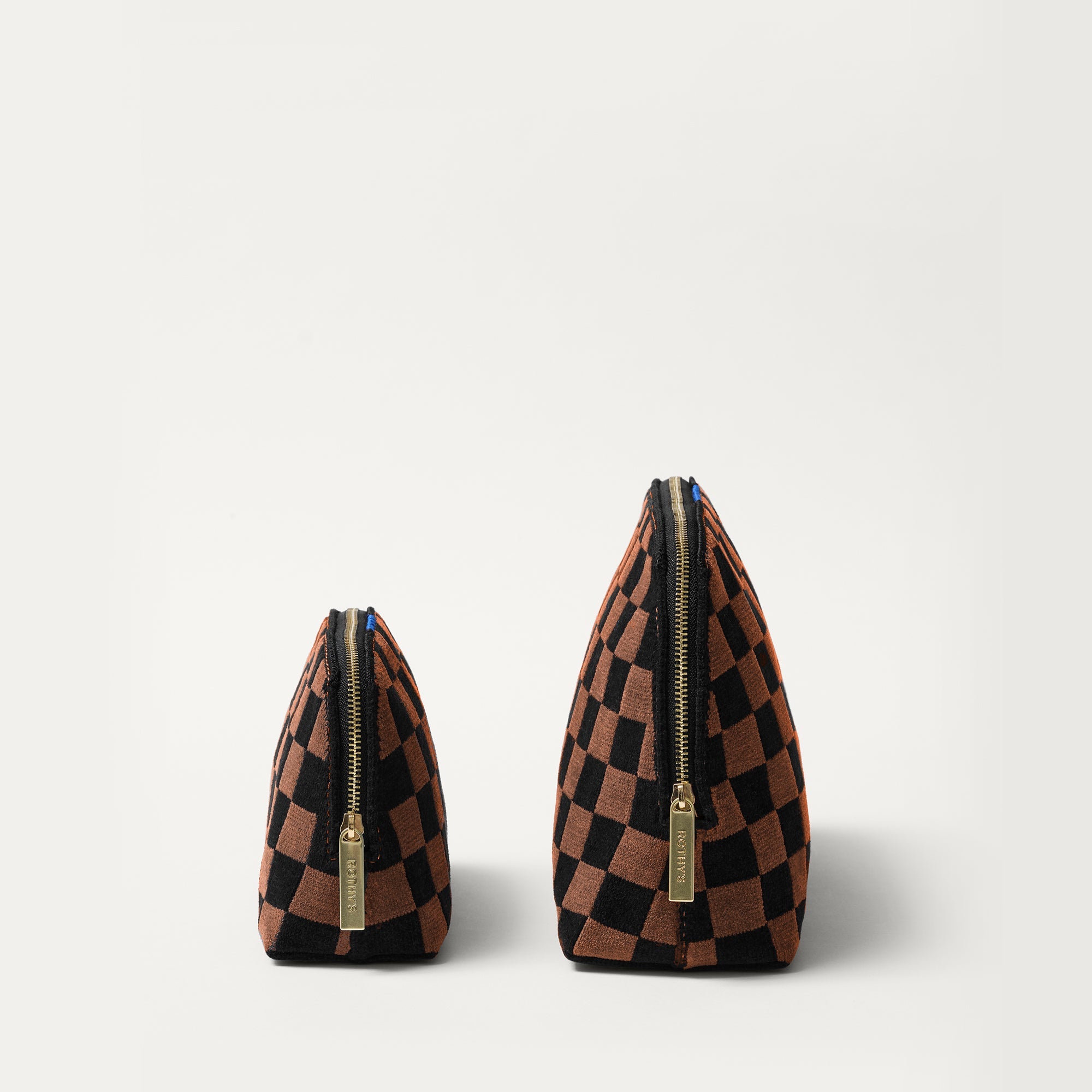 Rothy's The Vanity Set pochette Umber Check 2 pezzi scacchi
