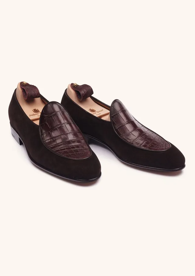 Stefano Bemer Loafers Mocassini Uomo Alligatore Marrone C1410