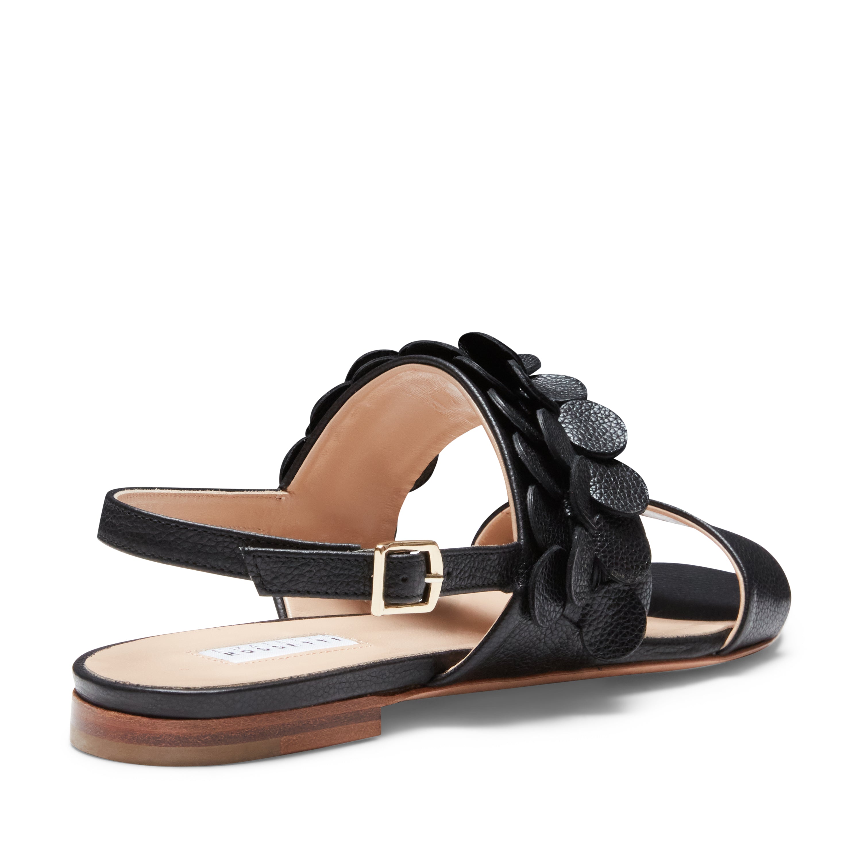 F.lli Rossetti 68259 sandalo nero in pelle flat paillettes