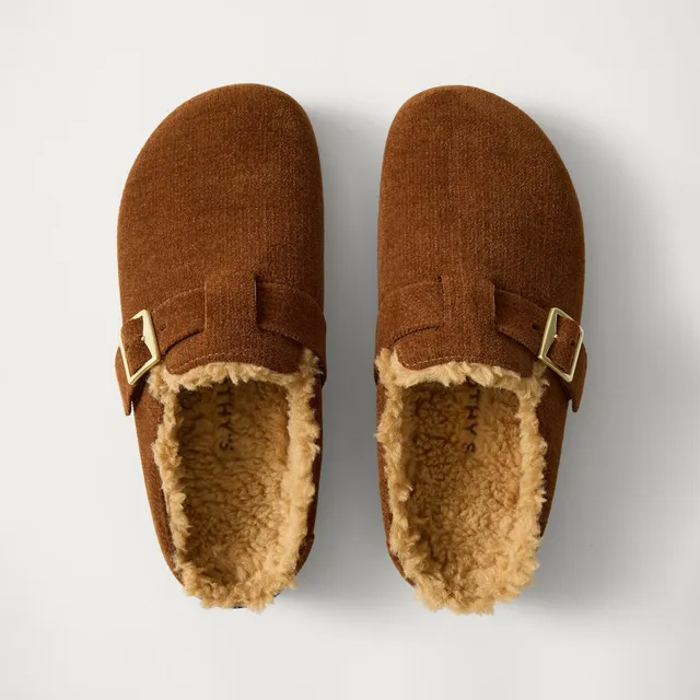 Rothy's Teddy Buckle Clog zoccoli donna ReVelvet Russet foderati