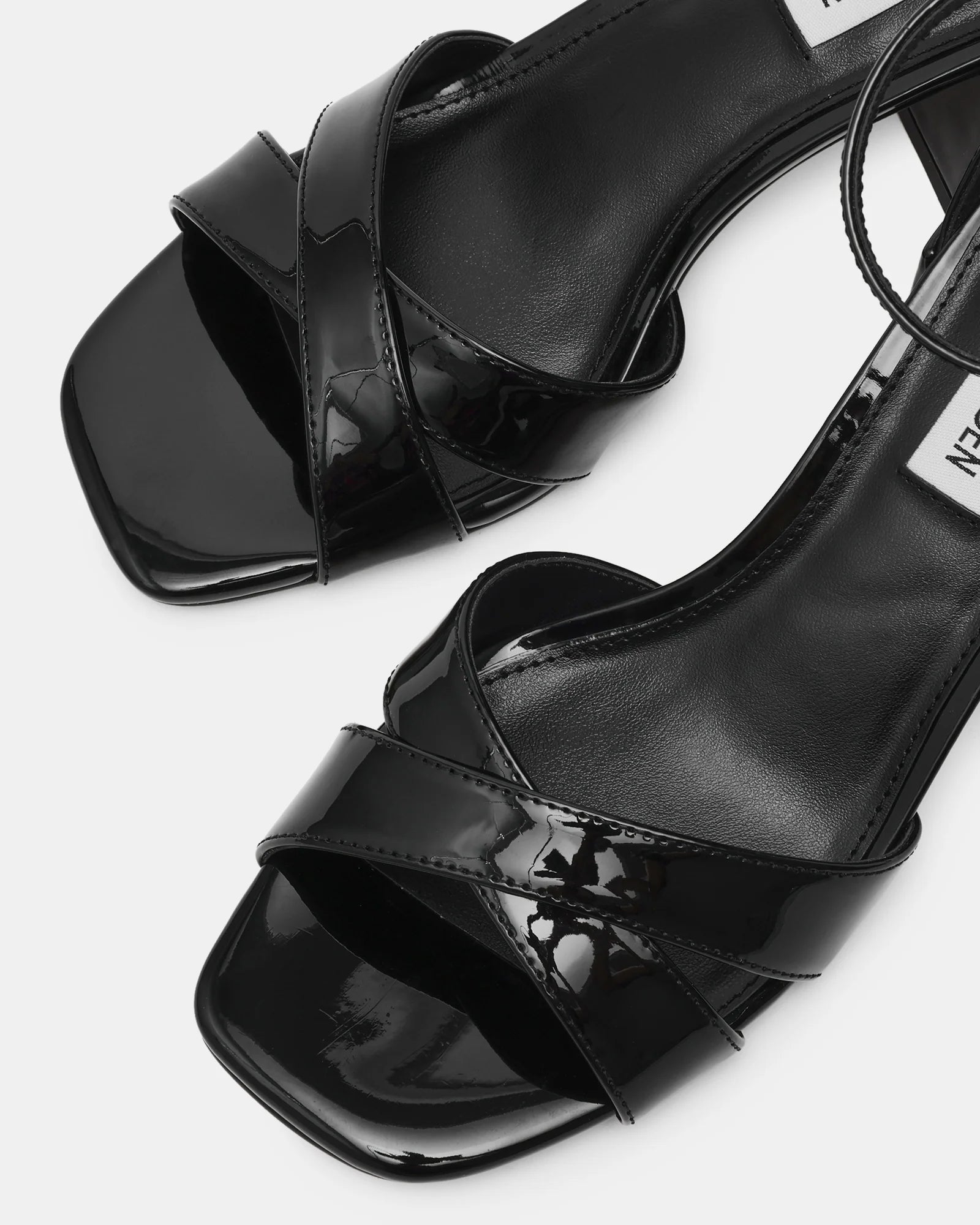 Linea Elle Fergie sandalo donna nero vernice tacco 5,5 cm