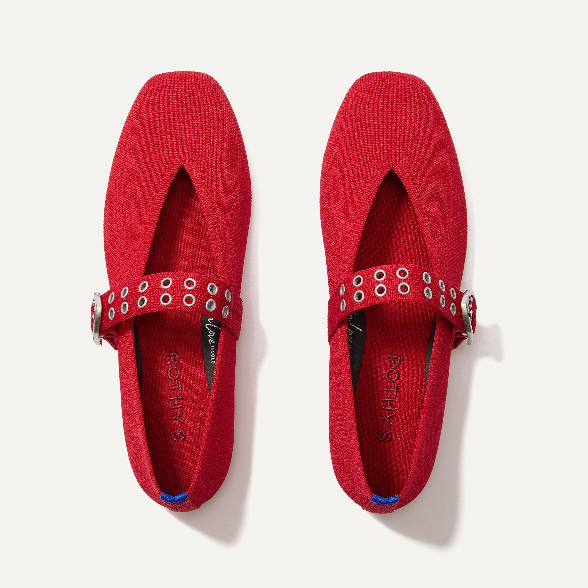 Rothy's Max Buckle Mary Jane ballerine Cherry rosse knit