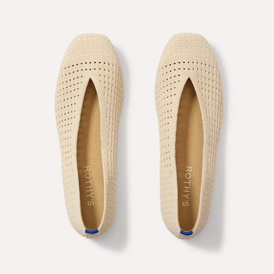 Rothy's The Max Square Ballerina ballerine off white mesh punta quadrata