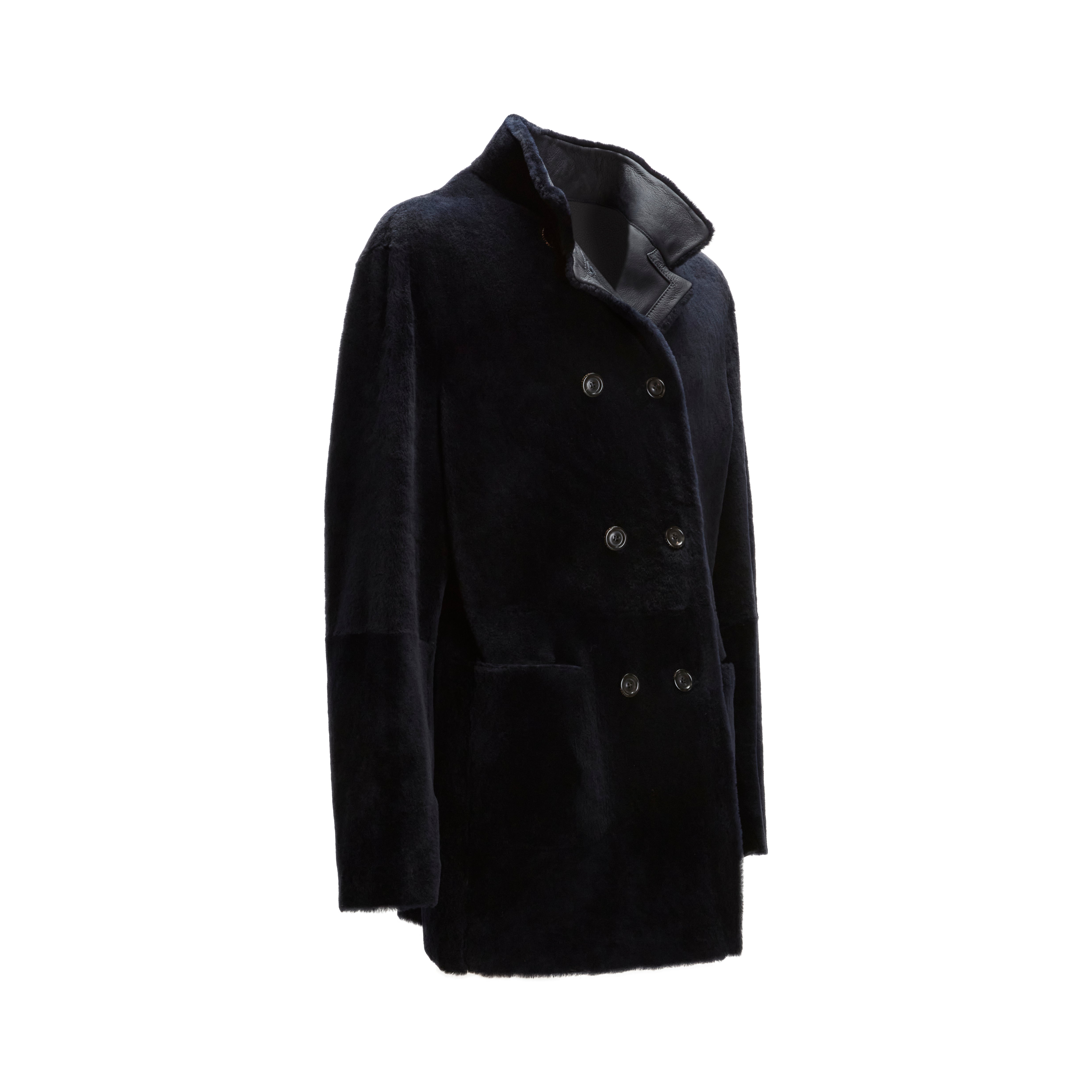 F.lli Rossetti 99810 cappotto uomo shearling blu reversibile
