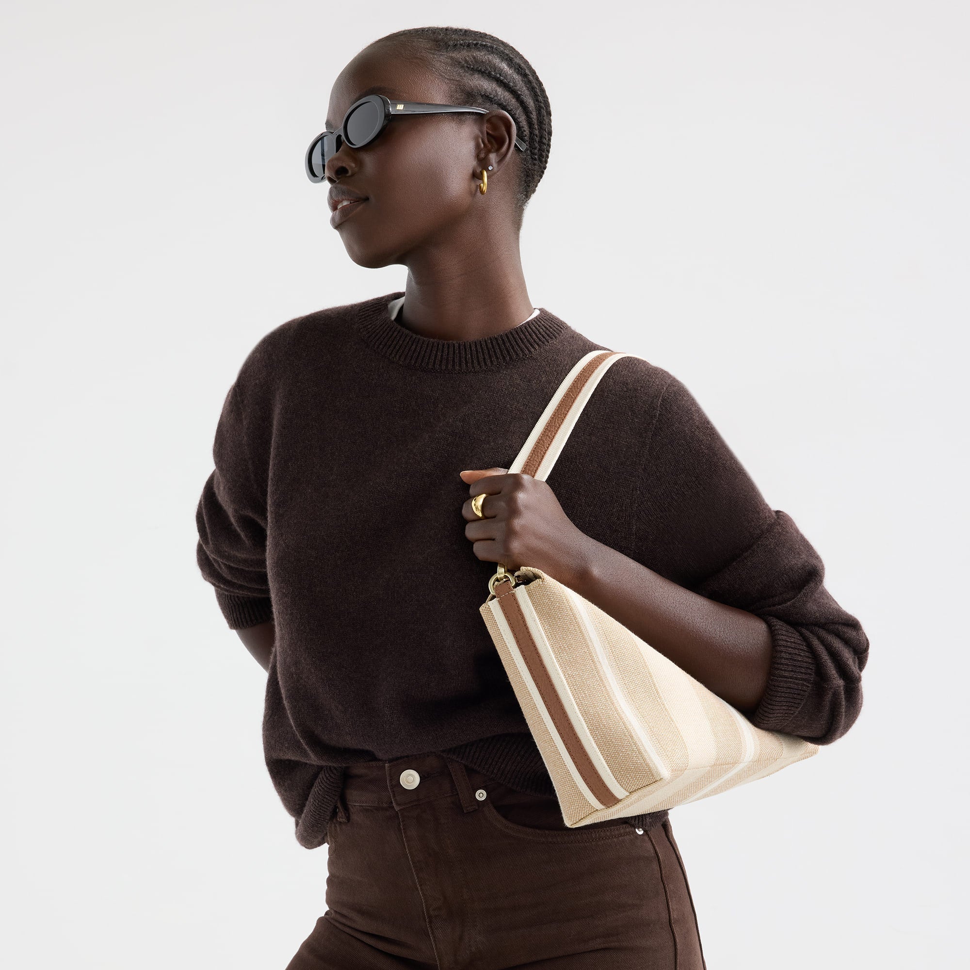 Rothy's The Daily Crossbody borsa tracolla beige Oat Latte rigata