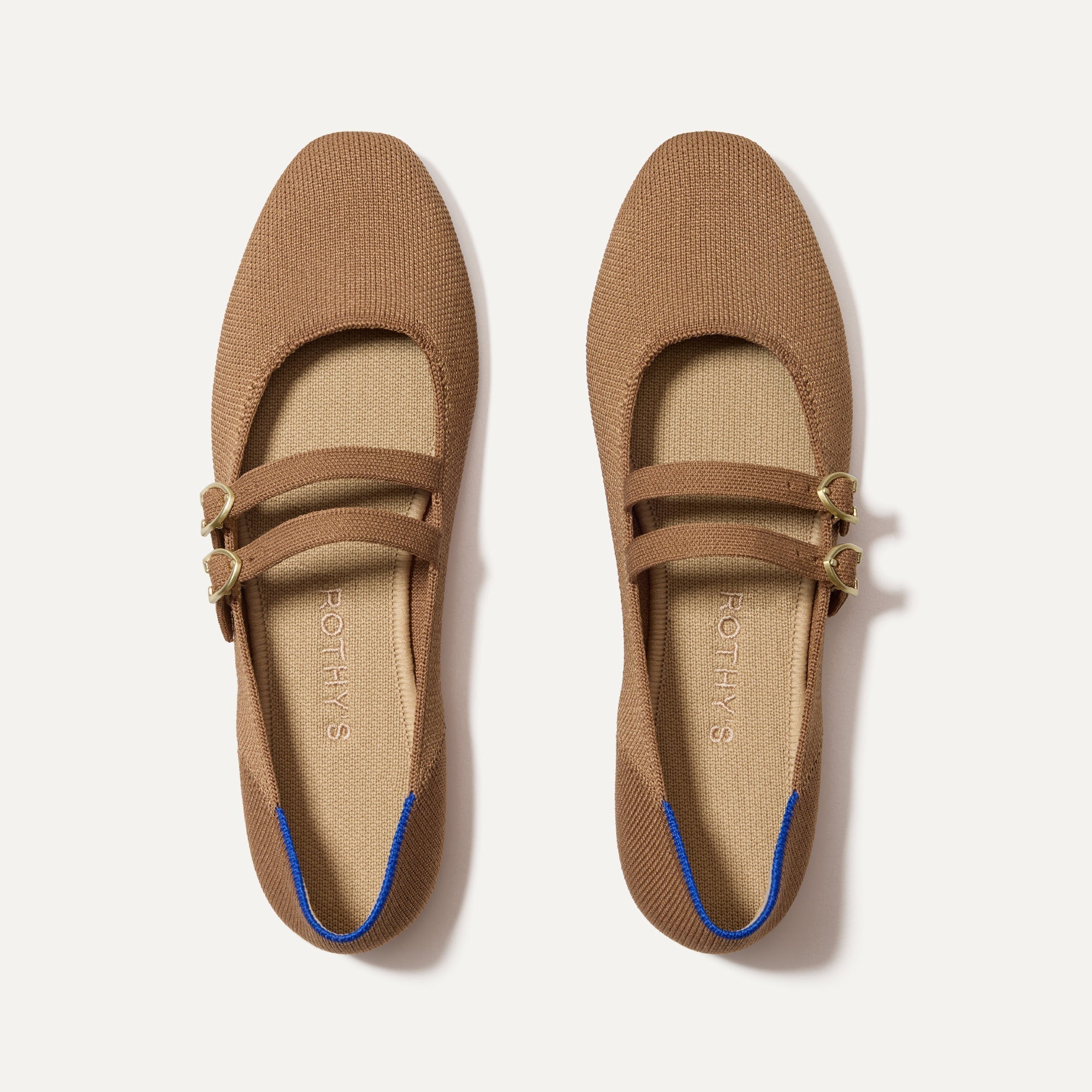 Rothy's The Double Buckle Mary Jane ballerine Java Chip cammello