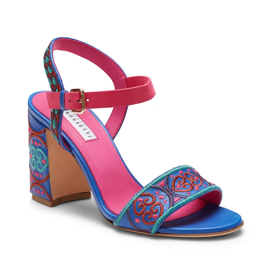 F.lli Rossetti 68265 Sandalo Ricamato Donna Blucina Tacco 80