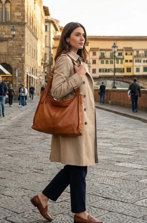 Sandro Barbera BATL48 borsa a spalla pelle cuoio vintage