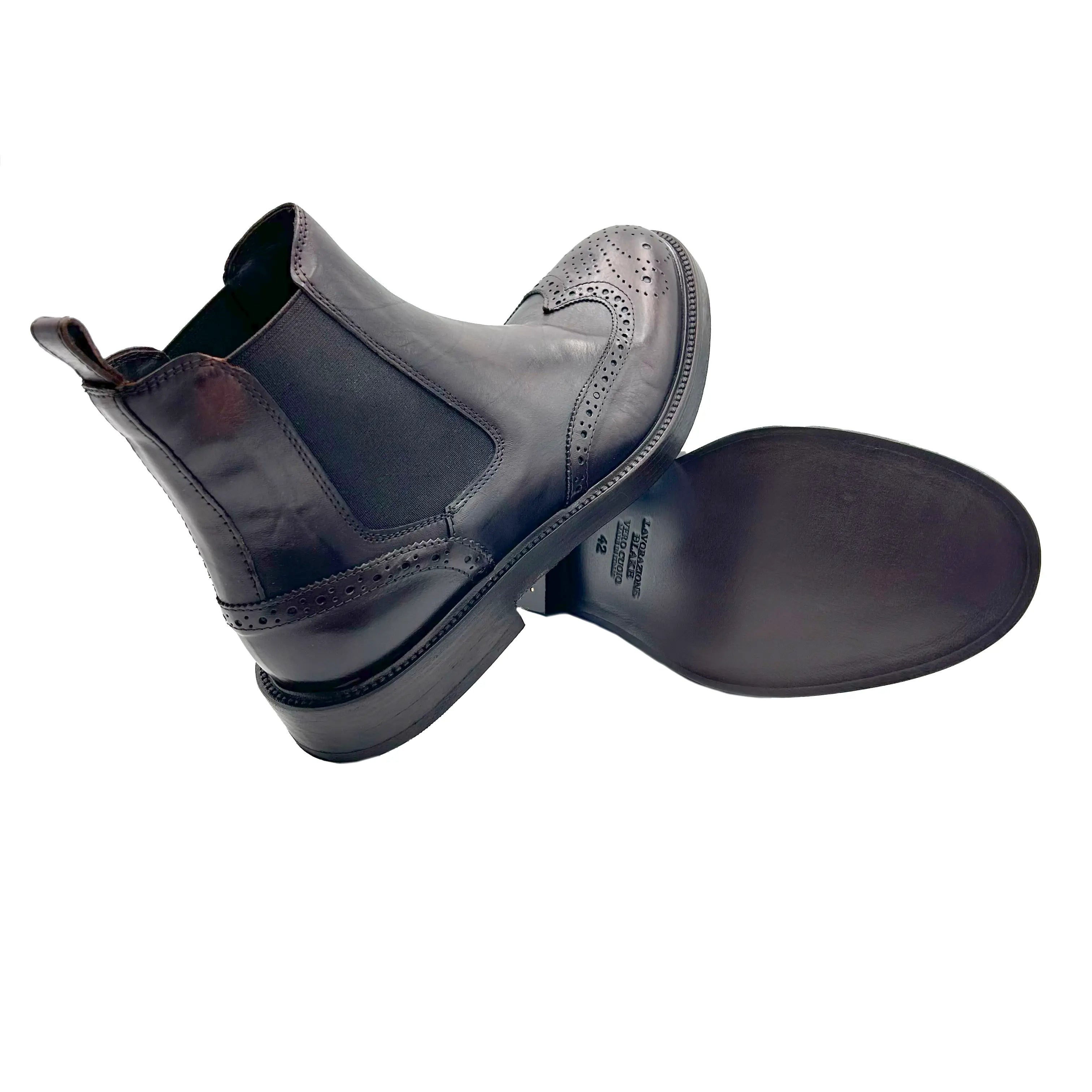 Sandro Barbera 1732 Chelsea Brogue Stone Wax Cioccolato