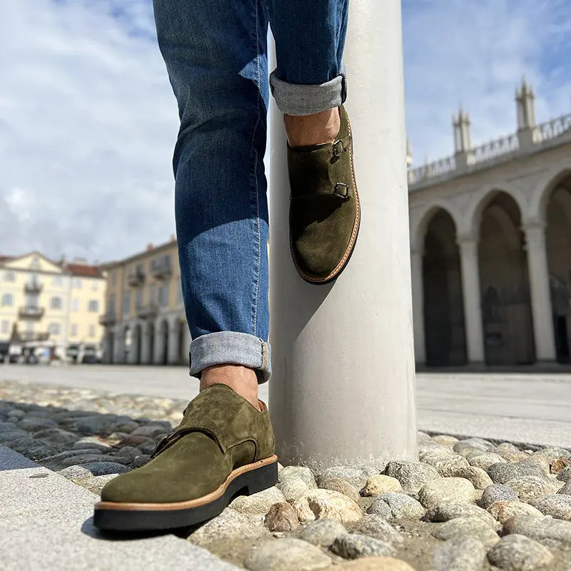 Sandro Barbera Stringate 1528 GoRain double monk verde