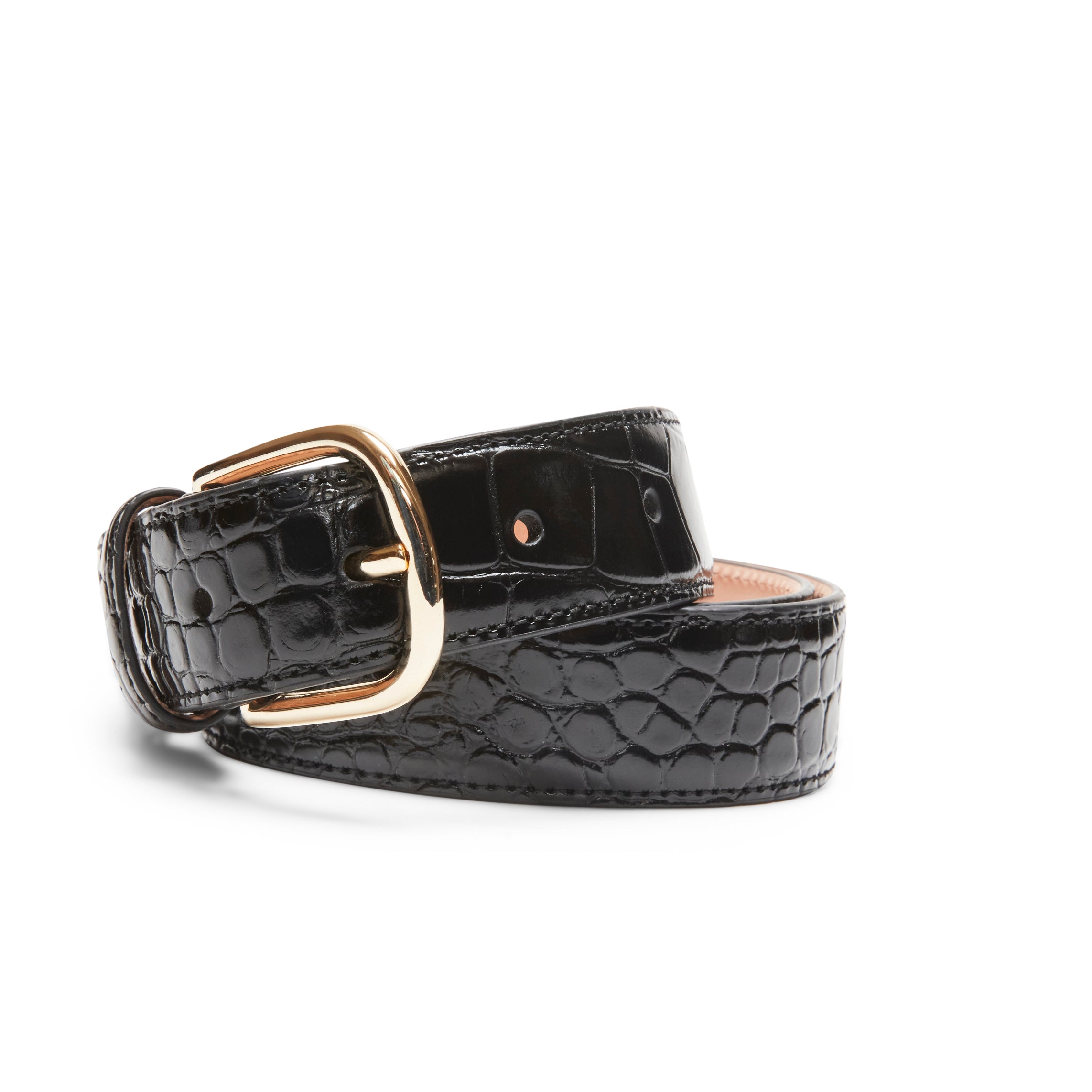 F.lli Rossetti 97502 cintura donna pelle nera stampa coccodrillo