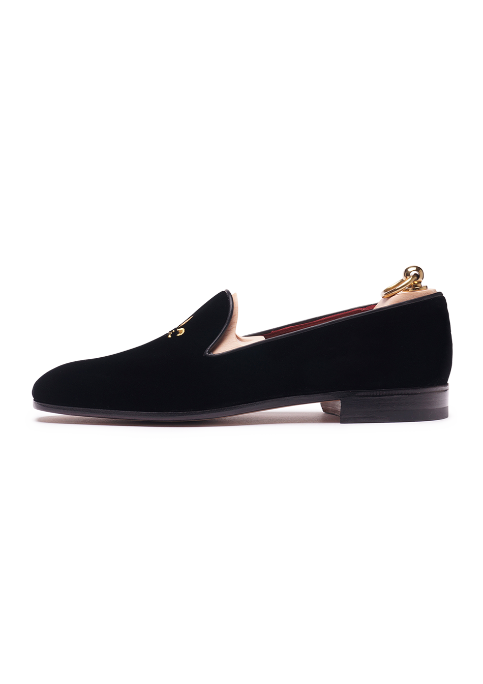 Stefano Bemer Loafers C1100 Mocassini Velluto Blu Stemma Oro
