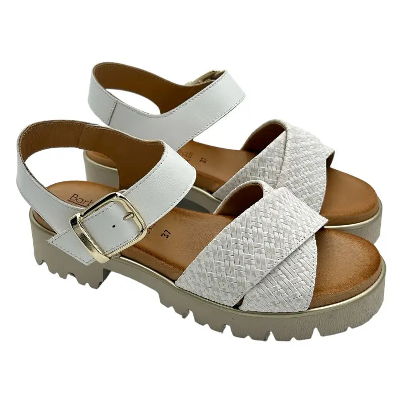 Sandro Barbera 1097 sandali donna bianchi treccia pelle