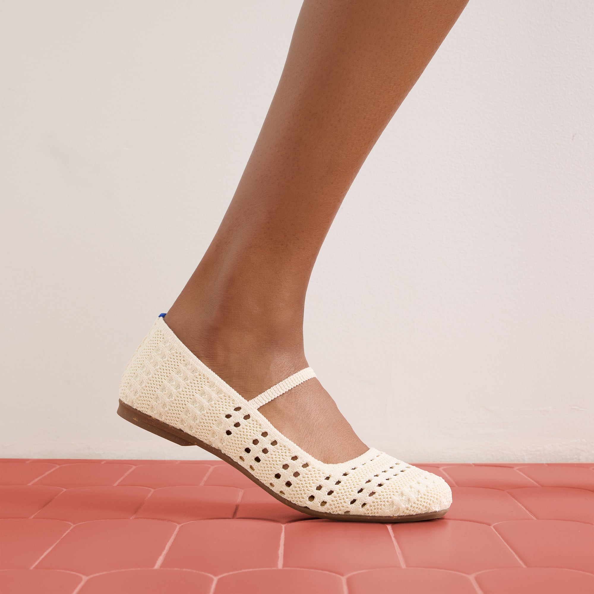 Rothy's The Max Square Mary Jane ballerine Sandy Crochet crema